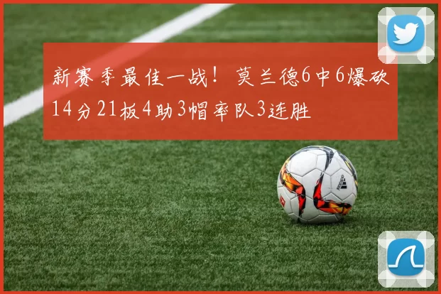 新赛季最佳一战！莫兰德6中6爆砍14分21板4助3帽率队3连胜